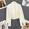 Cropped Blazers for Women 2024 New Korean Fashion Long Sleeve Button Up Suit Jacket Woman Elegant All Match Office Blazer Female