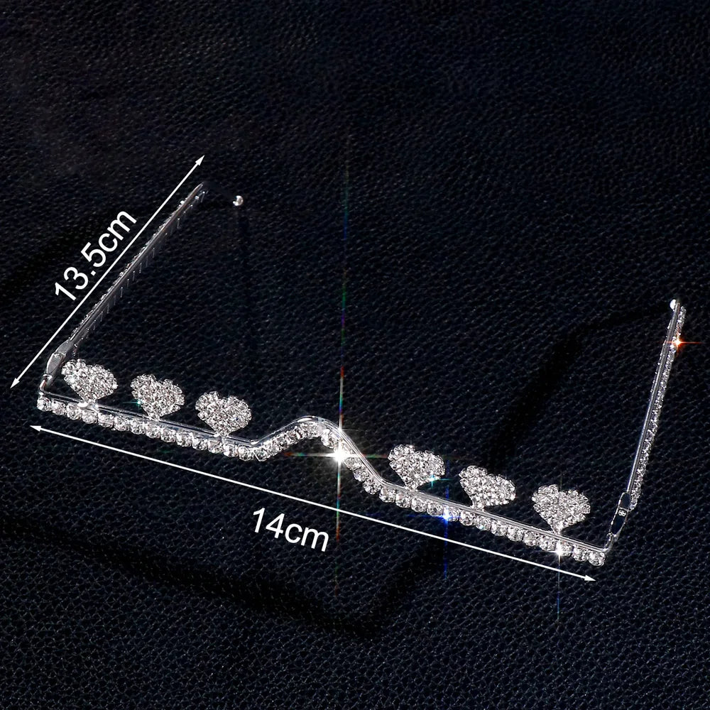 Fashion Design Rhinestone Heart Glasses Frame No Lens Decoration Rave Accessories Crystal Face Jewelry Eye Wear for Women Gift