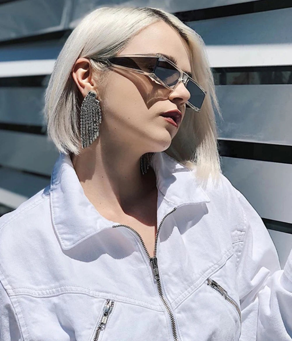 Retro Fashion Punk Square Sunglasses For Women Men Ins Popular Small Frame Silver Sun Glasses Trending Shades UV400 Ladies Eye