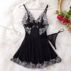 Short Sexy Deep V Women's Nightgown Embroidered Dress Fashions Pajamas Free Thong Night Sleepwear Suspender Baby Doll Lingerie