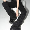 REDDACHiC Black Ruched Flare Jeans Women Solid Stretch Bootcut Stacked Pants High Rise Trousers Harajuku Goth Grunge Y2k Clothes