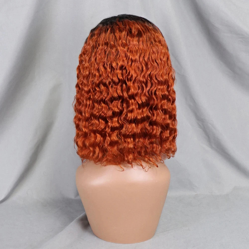 10-16 Inches 200% Density Water Wave Bob Human Hair Wigs  Short Deep Curly Brazilian Remy Human Hair Wigs for Black Women