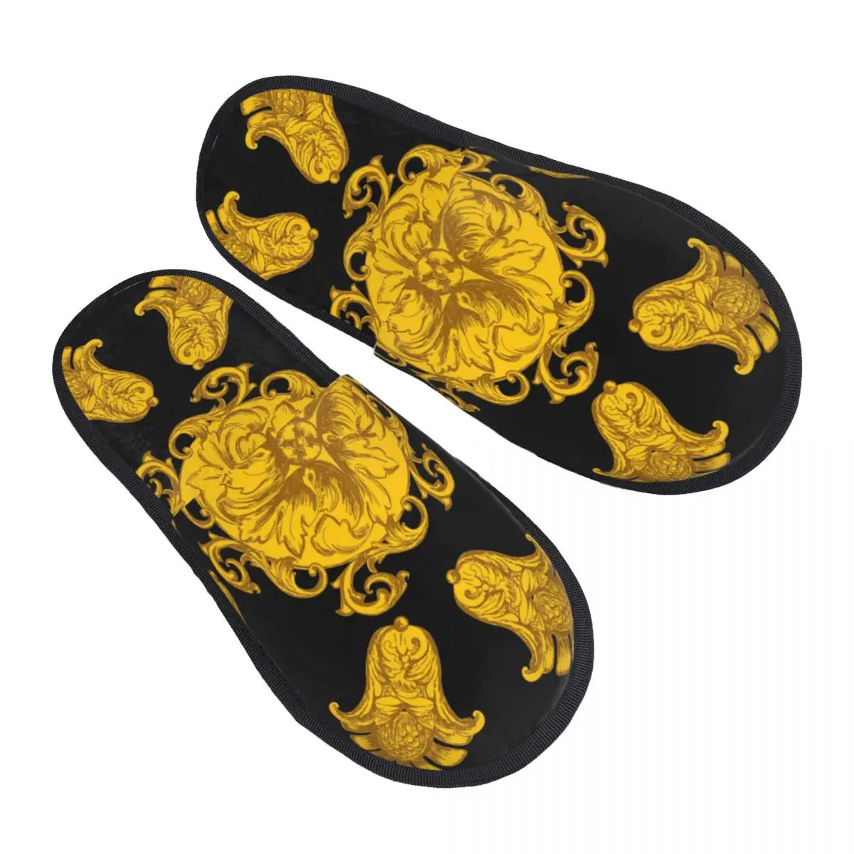 Custom Queen Of Absolutely Everything Gold Baroque Soft Memory Foam House Slippers Women Comfy Warm Anti-skid Sole Slipper