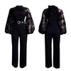Elegant Jumpsuits for Women Luxury Round Neck Full Sleeve Belt Waisted High Waisted Straight Female Birthday Party Celebrate New