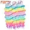 FASHION IDOL 24Inch Crochet Hair Synthetic Water Wave Braiding Hair Extensions Ombre Rainbow color Fake Hair Deep Wave Curl Hair