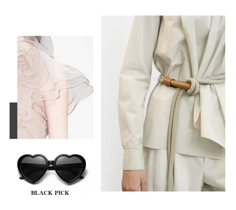 New Love Heart Shaped Polarized Sunglasses Women Fashion Cute Retro Vintage Gradient Sun Glasses UV400 Protection Unisex Eyewear