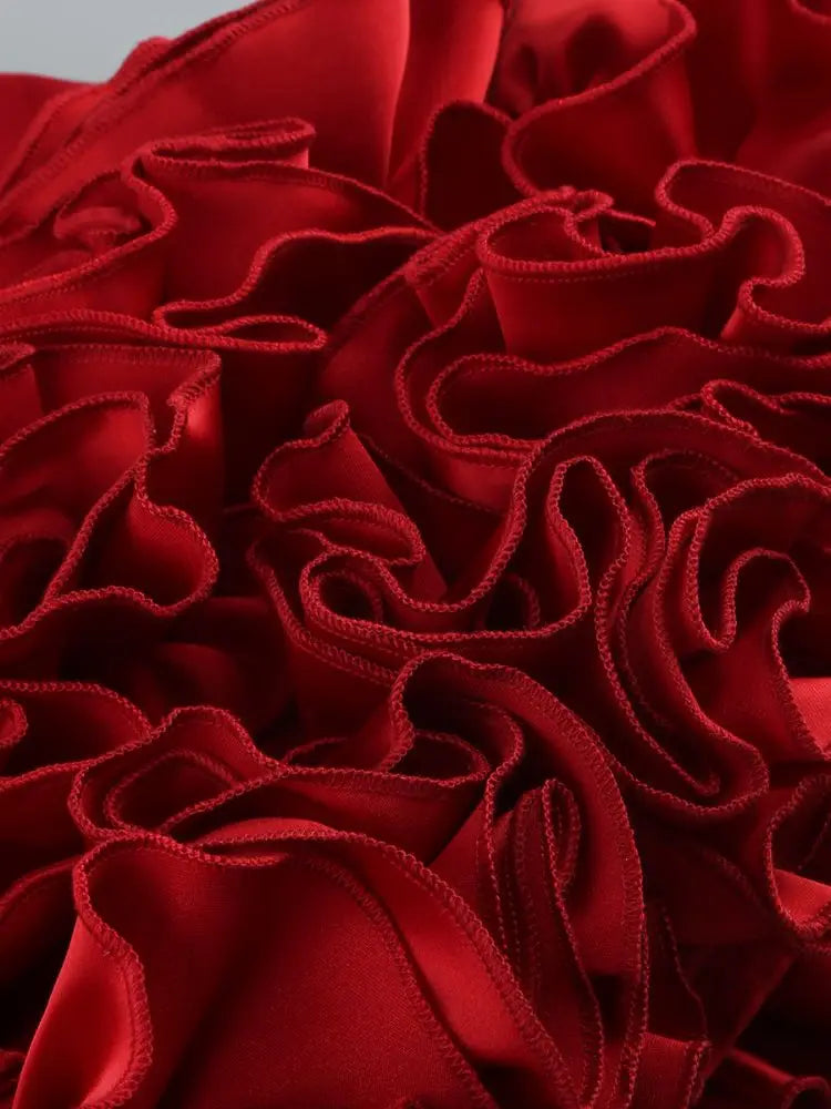 Red Color Women Sexy Strapless Ball Gown Mini Fashion Celebrity Nightclub Party Dress Birthday Cocktail Girls' Outfit
