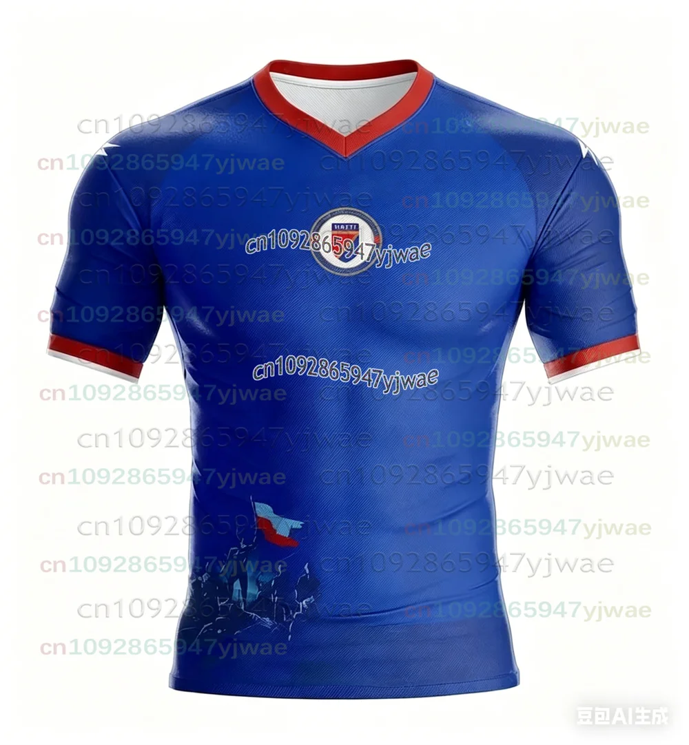 2026 New Haiti Soccer Jersey Short Sleeve Tee Men's T-Shirt Gym Training Workout Fitness Running Tops Fans Quick Dry Sportswear
