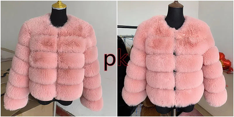 Damenmode Kunstpelzmantel superheiß Herbst Winter Damen kurze Kunstfuchsjacke flauschig hohe Qualität 7XL Damen Pelzmäntel