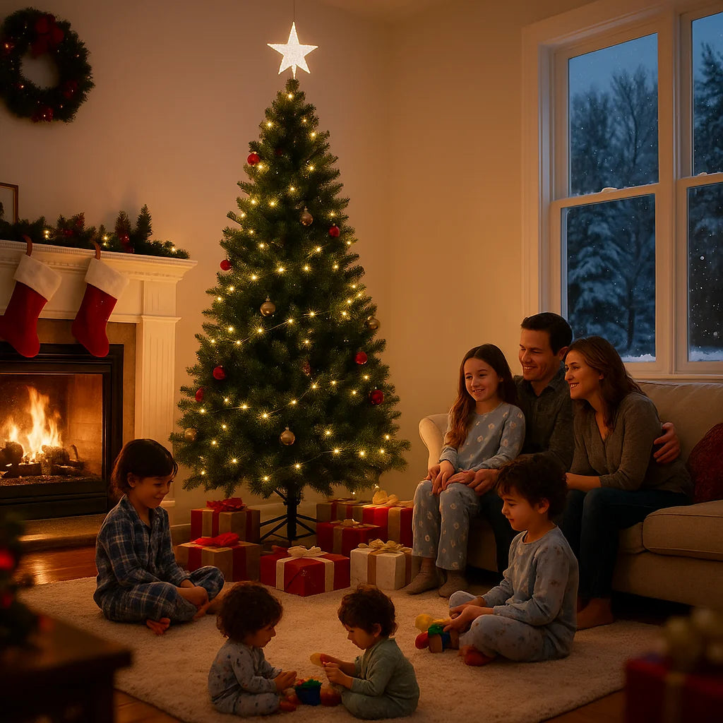 180/210/240cm Pop Up Pre-Lit Christmas Tree,Artificial Pine Needle & PVC Mixed Tree with Iron Base,Easy Setup Holiday Decoration