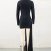 GPBD Sexy Bead Appliques Irregular High Low Dress Black Long Sleeved O-Neck Long Dresses Autumn Clothes Women 2024
