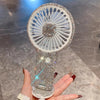 Clear Sparkle Rhinestone Decor Mini Luxury Office Desk Putting Hand Summer Fan for Girls