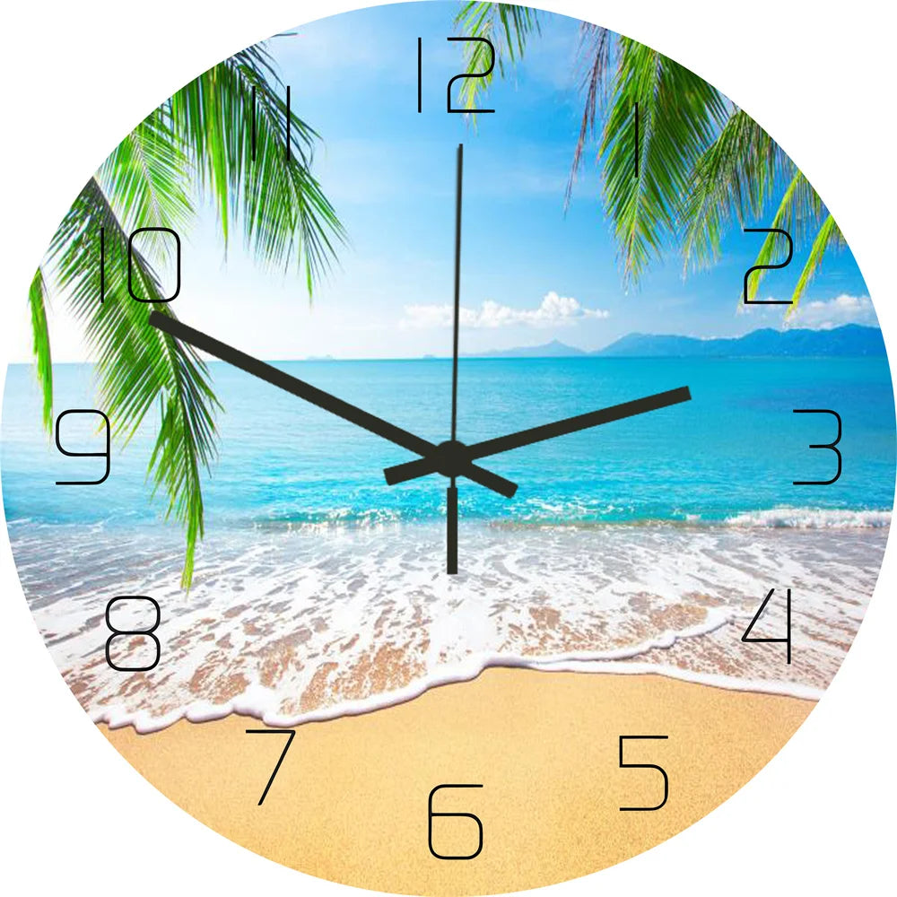 Funny Frog Acrylic Wall Clock Beach Starfish Record Marble Cat Retro Wall Decoration Clocks for Living Room Bedroom Office Home
