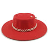 Women's Pearl Chain Fedora High Fashion with Pearl Pins Bump Cap Black White Autumen Winter Ladies Fedoras Wide Brim Girl Hat
