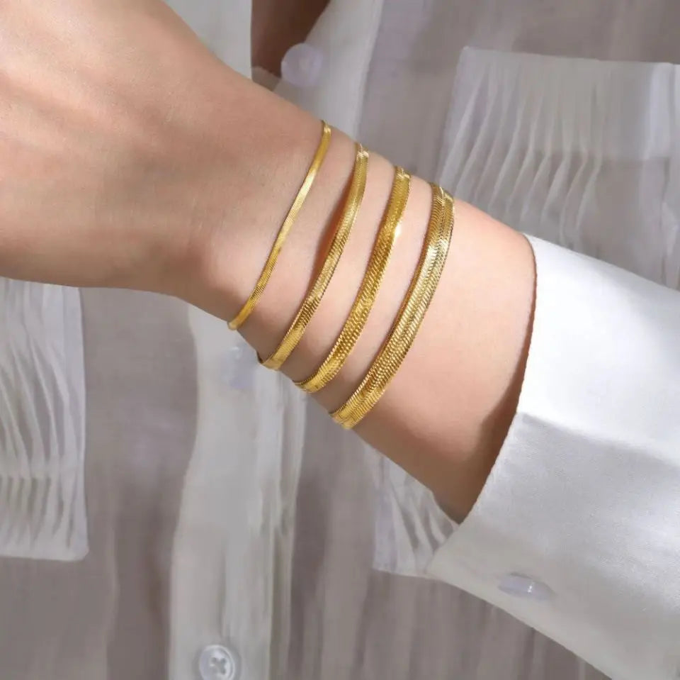 eManco Stainless Steel Adjustable Classic Snake Chain Bracelet Women's Gold Plated Jewelry Wholesale