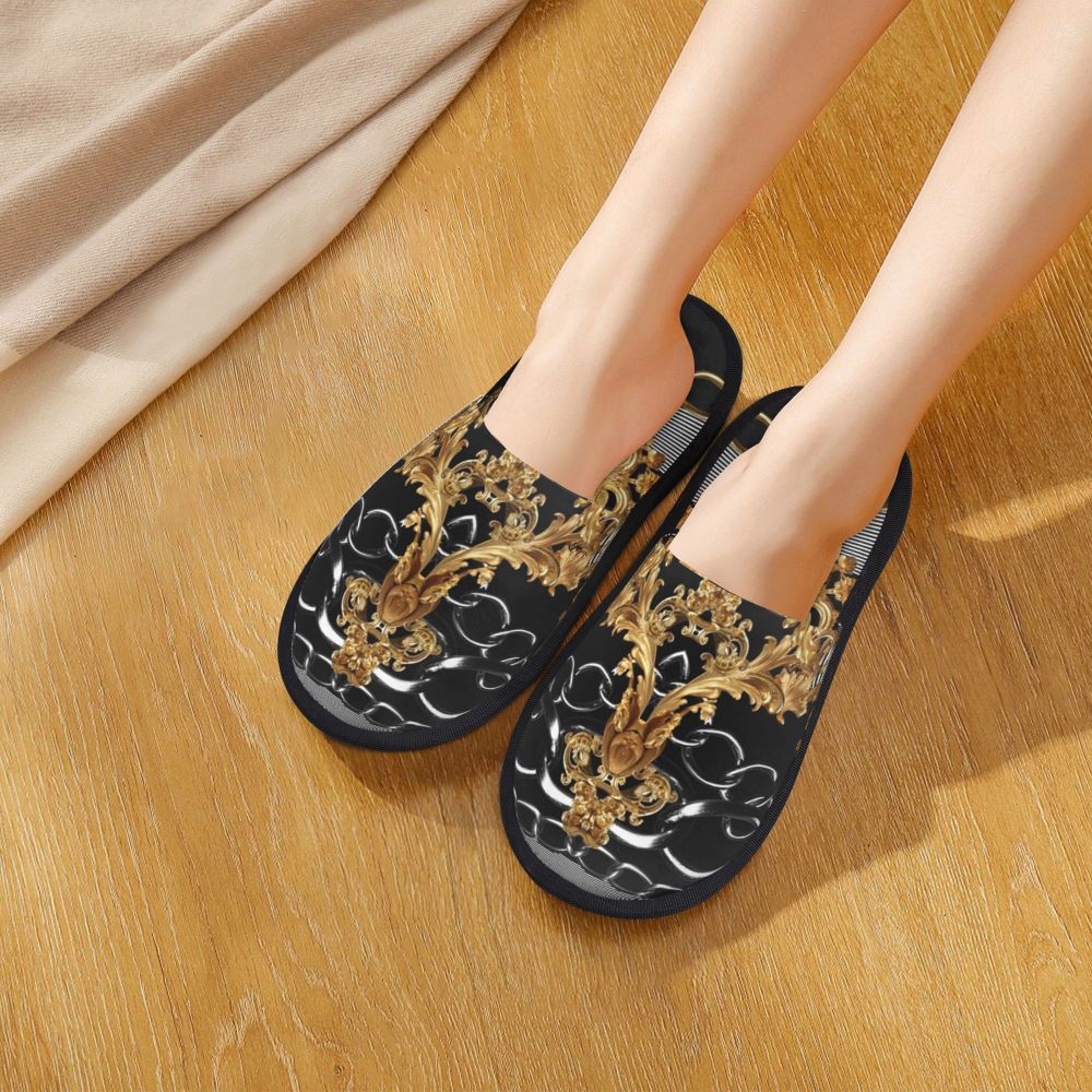 Custom Queen Of Absolutely Everything Gold Baroque Soft Memory Foam House Slippers Women Comfy Warm Anti-skid Sole Slipper