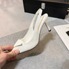 Women Sandals 2025 Spring New Brand Woman Slingback Shoes Fashion Ladies High Heels Elegant Med Heel Pointed Toe Slip on Sandal