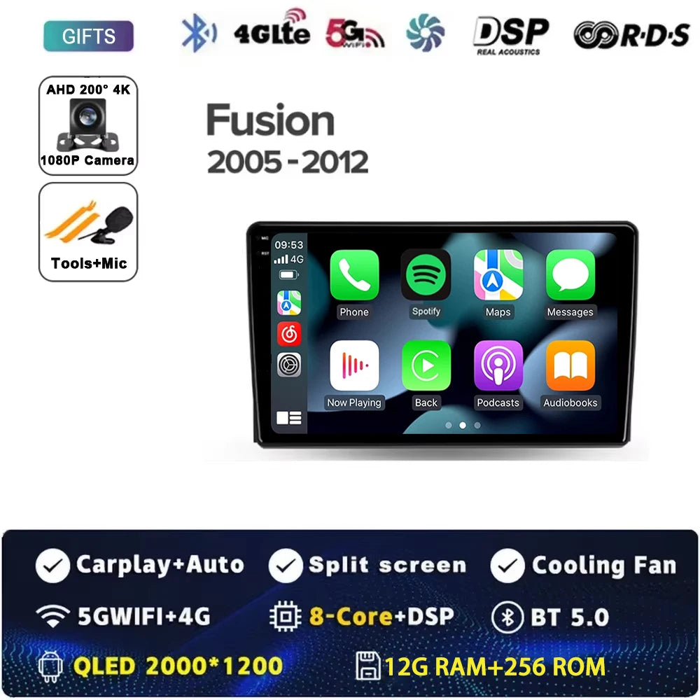 For Ford Fusion 1 2005 - 2012 Android 14 Carplay Auto Car Radio Multimedia Video Player Navigation GPS  No 2Din 2 Din DVD DSP 4G