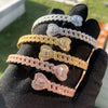 Iced Out Cuff Bangle Paved Setting Bling Cz Cubic Zirconia Wrist Cuban Chain Link Bracelets Fashion Hip Hop Jewelry for Women