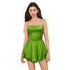 Women Solid Color Cami Playsuits Cowl Neck Sleeveless Short Jumpsuits Summer Cross Tie-Up Backless Satin Romper Clubwear