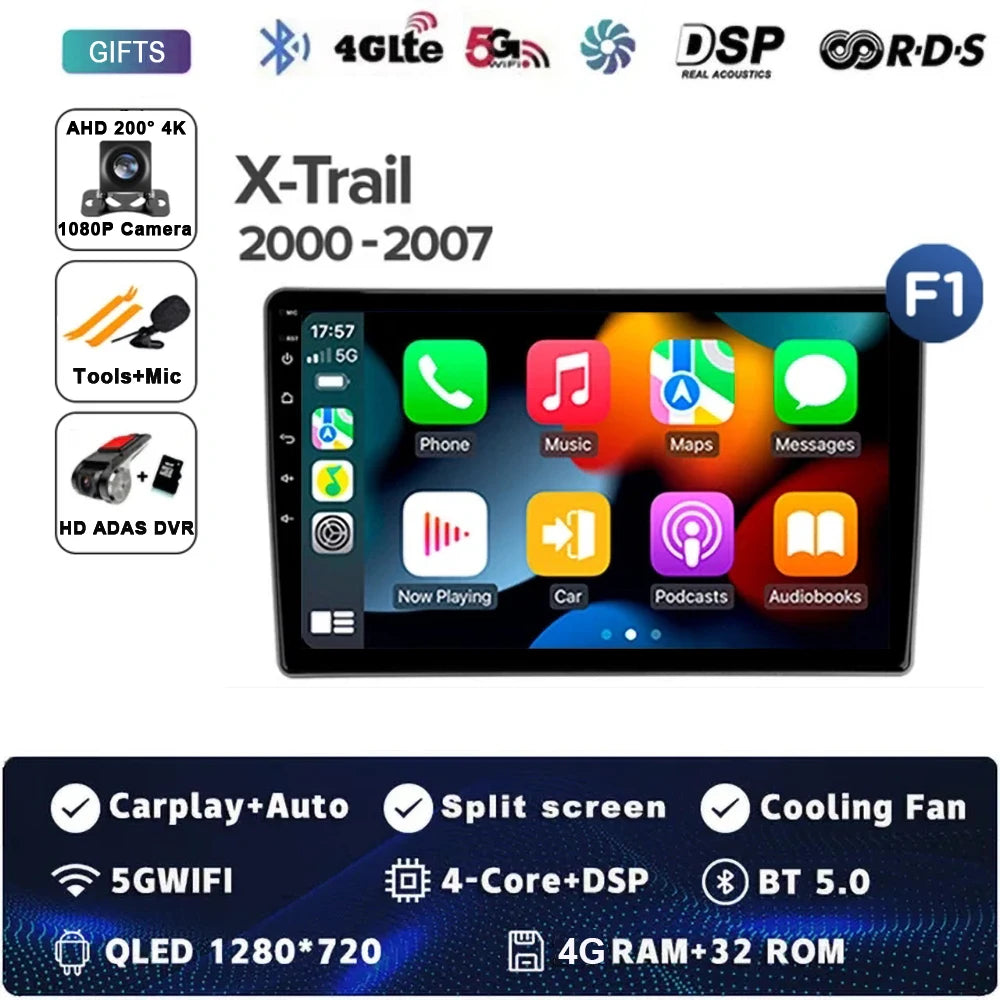 Android 14 Carplay Auto For Nissan X-Trail X Trail X - Trail 1 T30 2000 - 2007 Car Radio Multimedia Video Player Navigation GPS