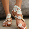 Sandals Women's Floral Pattern Hollow Out Toe Post Lace Flower Sandals Roman Style Open Toe Flat Shoes Women's Sandals