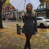 Dulzura Long Sleeves Zipper Bodycon Mini Dress With Pocket Solid Elegant Outfit Office Streetwear Women’S Autumn Winter Clothes