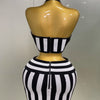 2025 New Women Celebrity Sexy Jacquard Black White Two Piece Bodycon Striped Bandage Skirt Set Designer Evening Party Dress