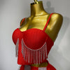 Women Sexy Sling Backless Tassels Bandage Skirt Two Piece Set 2025 Knitted Celebrity Elegant Evening Luxury Birthday Dresses