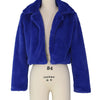 Fashion Faux Fur Open Stitch Lapel Crop Jackets Women Clothing Autumn Winter Solid Long Sleeve Warm Furry Fluffy Coat Outer Wear