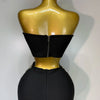 Women Sexy Strapless Flower Diamonds Black Maxi Long Bandage Two Piece Set 2025 Knitted Elegant Evening Club Party Prom Gowns
