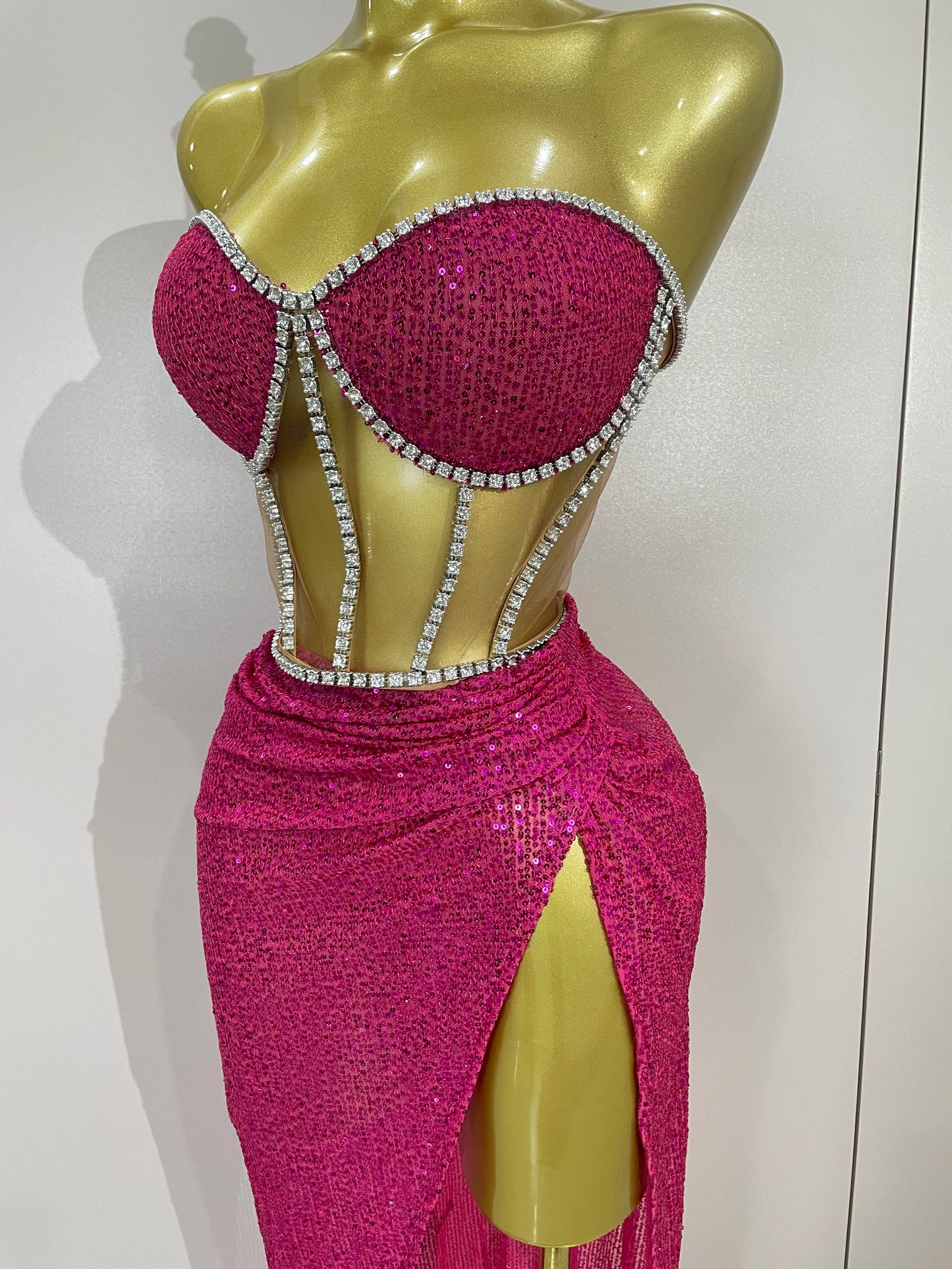 Sparkly Sequins Diamond Birthday Party Two Piece Set Evening Dress 2025 Women Sexy Singer Dancer NightClub Bar Performan Costume