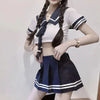 Sexy Role Play Nightgown Set Women's 2 Piece Pajamas Girls Clothing Student Uniform Set Plus Size Short Top Crotchless Dresses