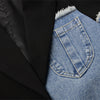 Women Vintage Fashion Blazer Denim Patchwork Jackets 2022 Autumn Winter Irregular Coat Women Long Sleeve Loose Korean Outerwear