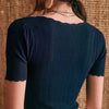 Women V Neck Knitted Crochet Tee With
