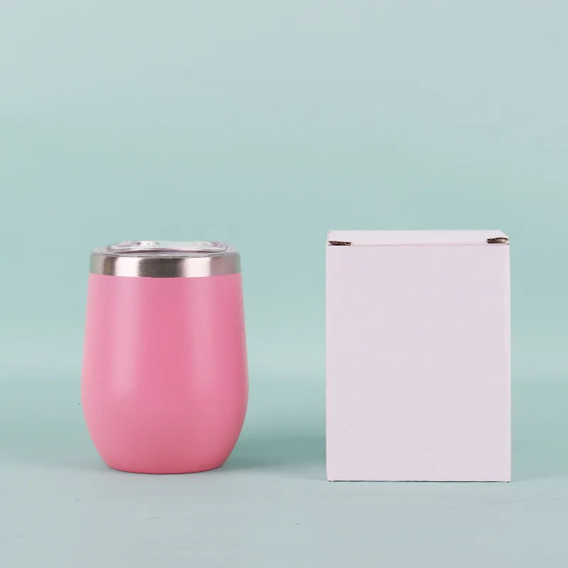 50pcs Custom 12oz double wall stainless steel wine tumbler insulated vacuum egg shape wine tumbler with sliding lids