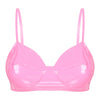 Fashion Moto Womens Lingerie Wetlook Sexy Leather Crop Tops Wire-free No Pad Bra Top for Raves Pole Parties Clubwear Costumes