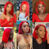 Short Ombre Honey Blonde Bob Wig With Baby Hair Honey Brown Straight Human Hair Wigs Lace Part Side Brown Wigs For Black Women