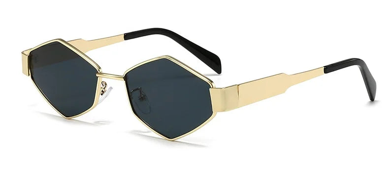 Polygonal Luxury Sunglasses Women Brand Fashion Rhombus Sun Glasses Woman 2024 Retro Vintage Metal Diamond Shades Eyewear