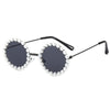 New Children's Circle Form Sunglasses Girl Decorative Pearl Frame Fashion Sun Glasses Cute Baby Outdoor Sunshade Eyewear UV400