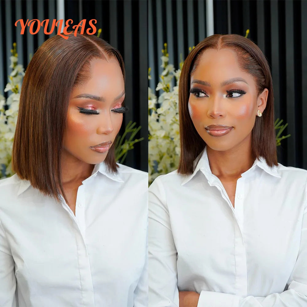 Lagos Hairline Straight Bob Human Hair Wig Short Dark Blonde 13x4 HD Lace Frontal Glueless Wigs Preplucked Ready To Wear