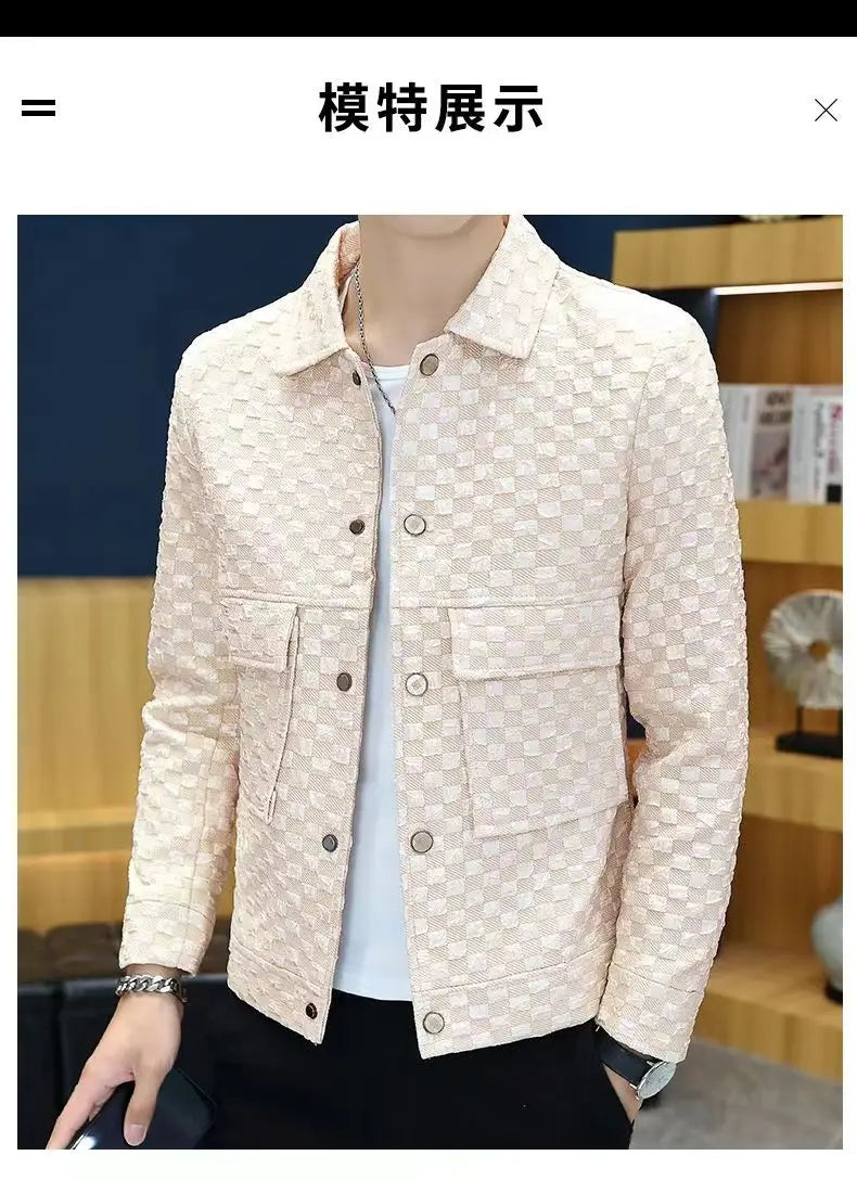 Men Jacket Fashion loose lapel-up Spring Autumn retro men Coat Casual Cargo jacket Solid Color Loose male Outerwear