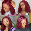 Brazilian Deep Wave 99J Burgundy Lace Front Human Hair Wig 13x4 Deep Curly Short Bob Wigs Human Hair Red Colored Water Wave Wigs