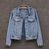 Denim Coat Women Denim Coat Turn Down Collar Single Breasted Full Sleeve Jackets Loose Casual Regular Short Jacket 2024
