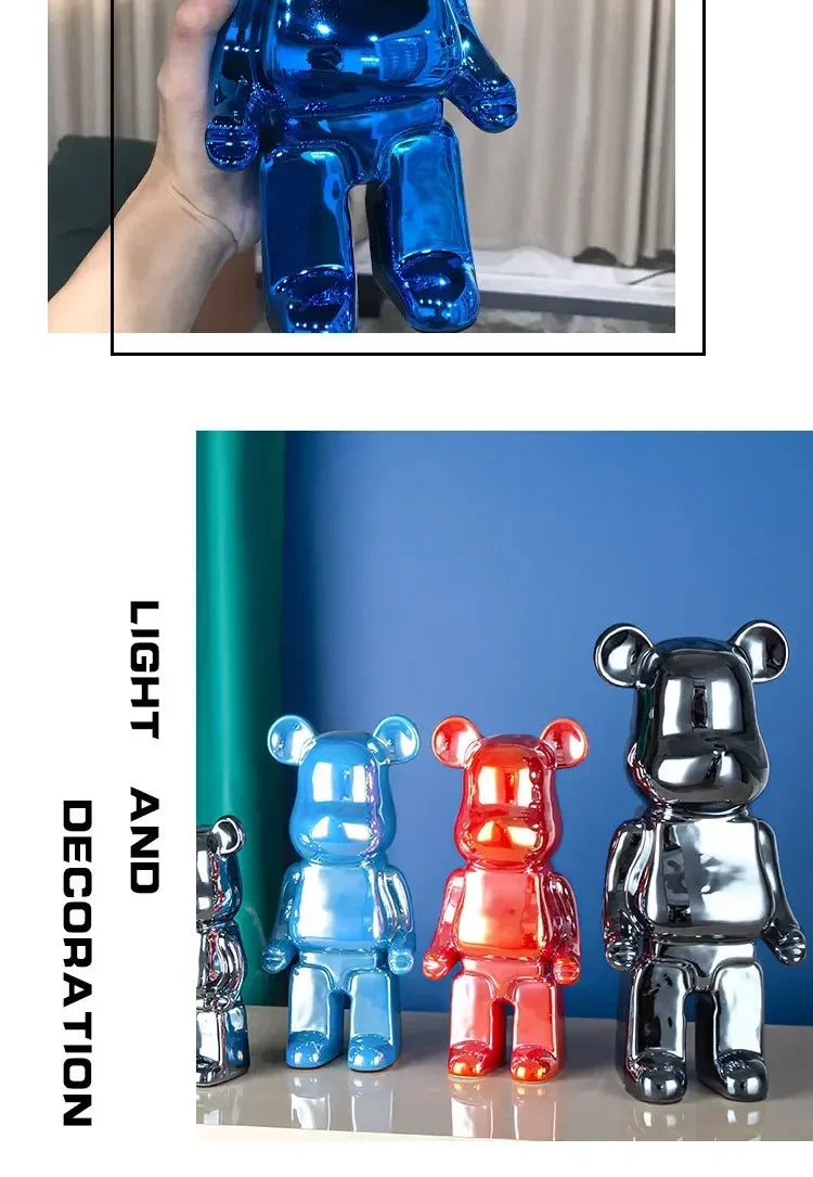 20/28/35cm Aesthetic Bear Figure Stautes Ceramics Violent Bear Figurines Sculptures Decor Luxury Room Decorations Home Ornament