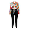 Women Imitation Silk Printed Casual Shirt Top Women Lantern Long Loose Blouse Female Clothes