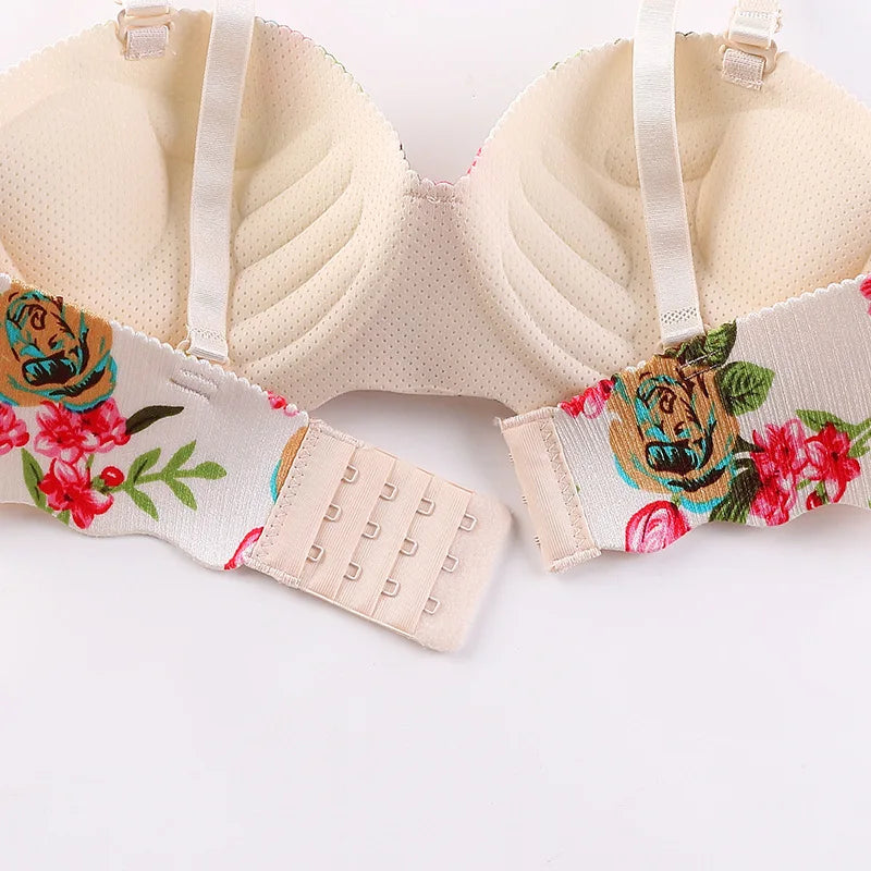 Explosive French Simple British Ice Silk Bra One Piece Thick Cup Girls Gathering No Steel Rings Women's Underwear