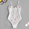 Embroidered Women's Lace One-piece Bodysuit Underwear with Spaghetti Strap Open Back Sexy Girl Bra Set Temptation Onesie