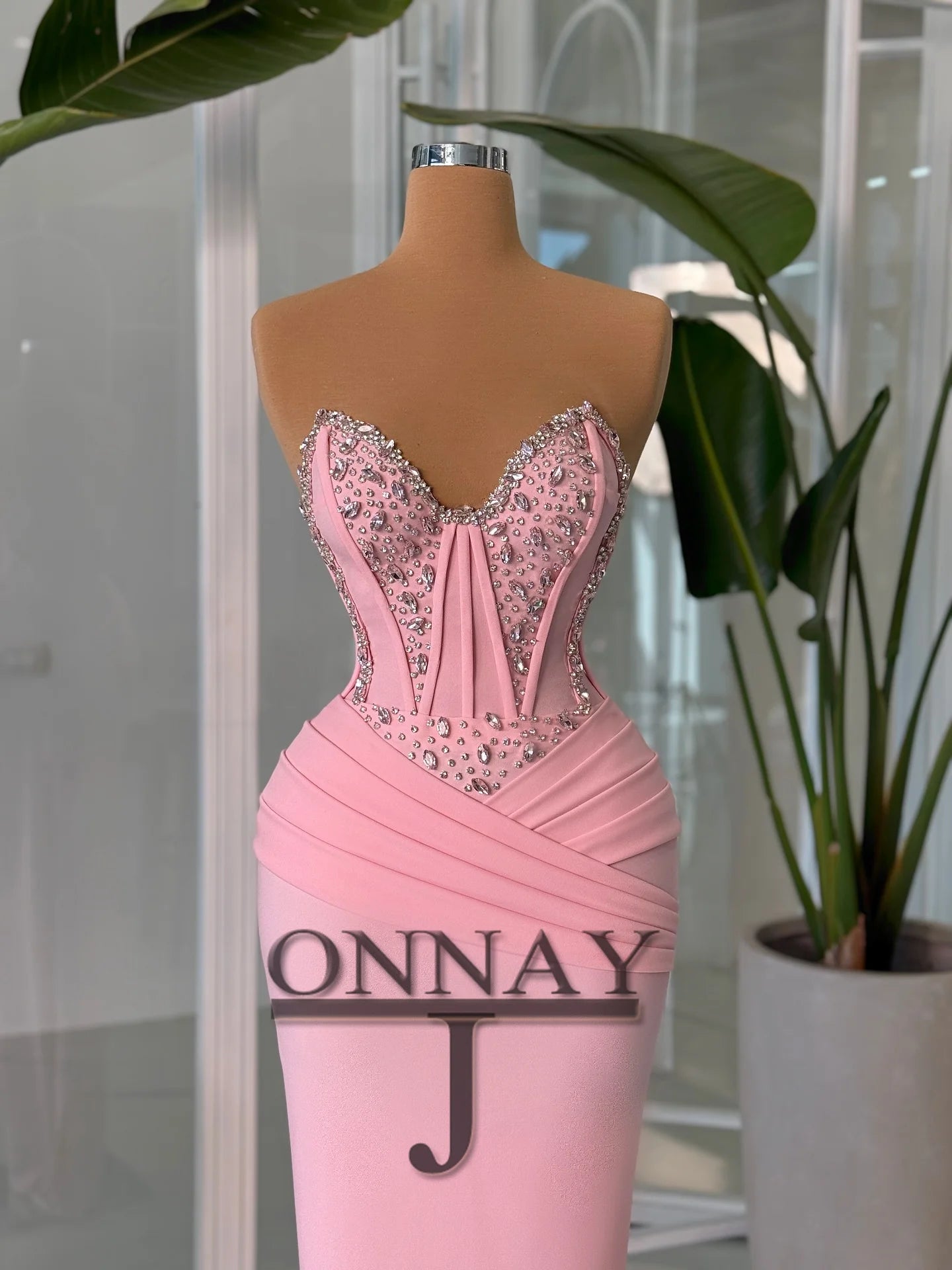 Customized Pink Mermaid Prom Dresses for Women Corset Crystals Saudi Arabric Gala Bespoke Occasion Gown Vestidos De Fiesta Plus