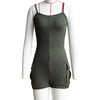 Women's Knitted Ribbed Cargo Pocket Playsuits with Hooded Long Sleeve Top Outfits Jumpsuits Shorts Overalls Birthday Clubwear